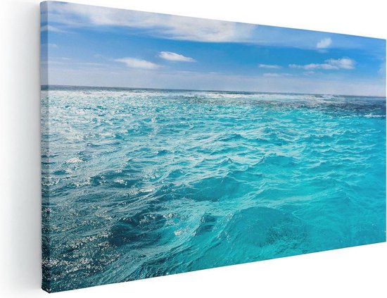 Artaza - Canvas Schilderij - Blauwe Caribische Zee Water  - Foto Op Canvas - Canvas Print