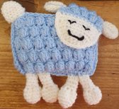 Schaapje - Blauw - 16 x 16 x 5 cm - Handgemaakt - Geboorte - Babyshower - Kraamcadeau
