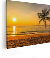 Artaza Canvas Schilderij Tropisch Strand Tijdens Zonsondergang - 50x40 - Foto Op Canvas - Canvas Print