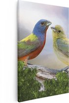 Artaza Canvas Schilderij Getekende Gorzen Vogels - Kleur - Abstract - 20x30 - Klein - Foto Op Canvas - Canvas Print