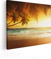 Artaza Canvas Schilderij Tropisch Strand Tijdens Zonsondergang  - 50x40 - Foto Op Canvas - Canvas Print
