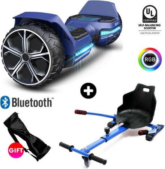 Gyroor Warrior G5 | Oxboard | Off Road Hoverboard met Hoverkart | Bluetooth Speaker | LED verlichting | Blauw + Hoverkart Blauw