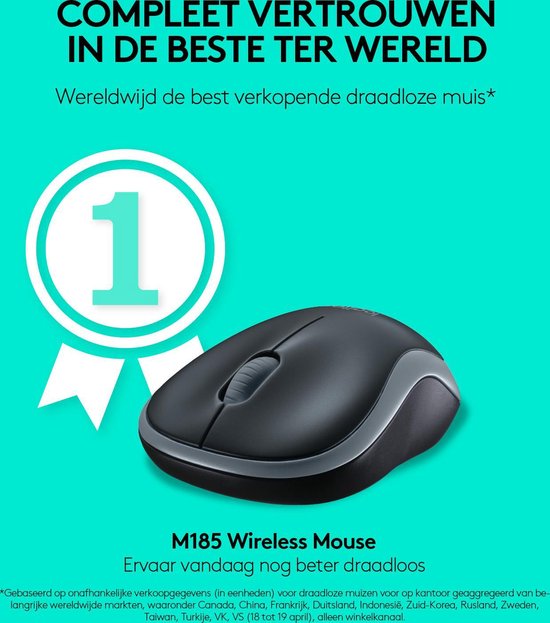 Logitech M185 - Draadloze Muis - Blauw
