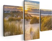 Artaza Canvas Schilderij Drieluik Strand En Duinen Tijdens Zonsondergang - 90x60 - Foto Op Canvas - Canvas Print