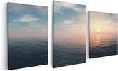 Artaza Canvas Schilderij Drieluik Zee Water Tijdens Zonsondergang - 120x60 - Foto Op Canvas - Canvas Print