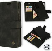 Casemania Hoesje Geschikt voor Samsung Galaxy A12 Charcoal Gray - 2 in 1 Magnetic Book Case