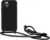 iPhone 12/12 Pro hoesje met koord zwart siliconen case