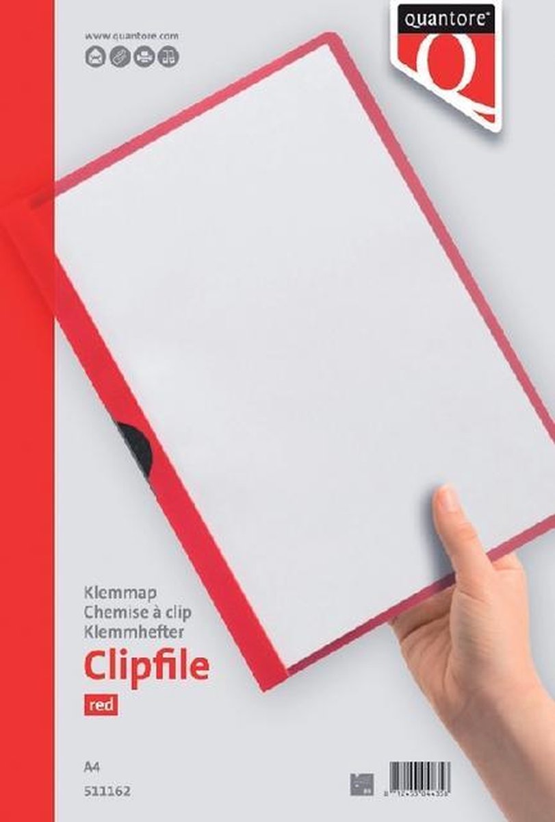 10 x Klemmap Quantore - A4 - 3mm - rood