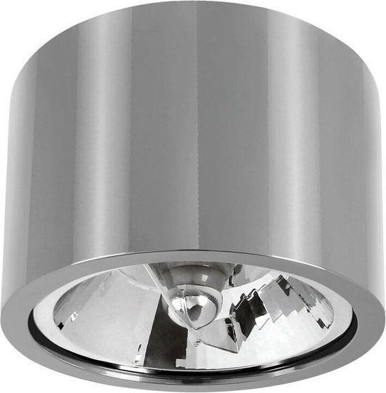 Spot plafond LED AR111 métal argenté rond IP20 - avec culot GU10/AR111 - Excl. Projecteur LED