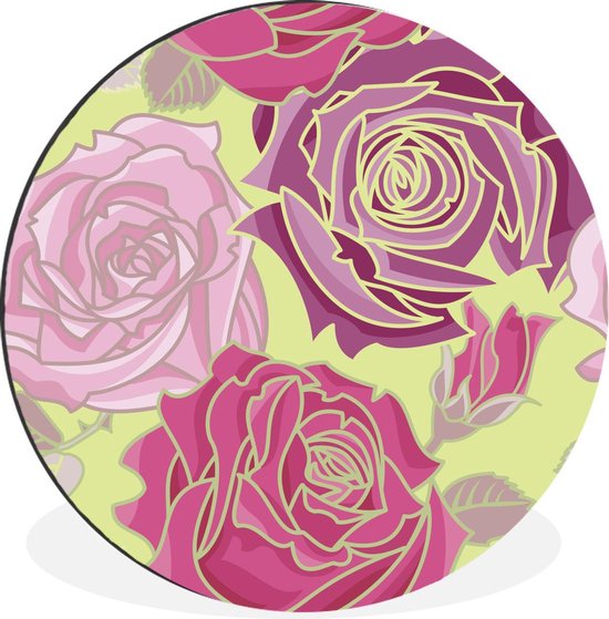 WallCircle - Cercle Mural - Cercle Mural - Roses - Rose - Motifs - Aluminium - Dibond - 120x120 cm - Intérieur et Extérieur XXL