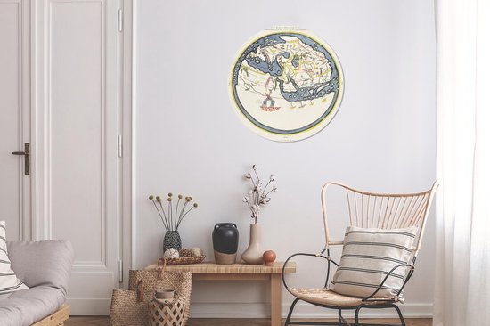 WallCircle - Cercle mural - Cercle mural - Wereldkaart - Vintage - Arabe - Aluminium - Dibond - 60x60 cm - Intérieur et Extérieur