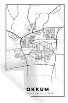 Stickers muraux - Carte - Dokkum - Zwart - Wit - 40x60 cm - Feuille adhésive