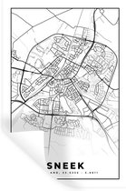 Stickers muraux - Carte - Sneek - Zwart - Wit - 80x120 cm - Feuille adhésive