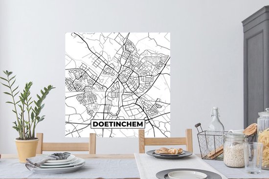 Muurstickers - Sticker Folie - Kaart - Doetinchem - Zwart - Wit - 100x100 cm - Plakfolie - Muurstickers Kinderkamer - Zelfklevend Behang XXL - Zelfklevend behangpapier - Stickerfolie