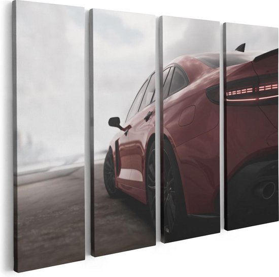 Artaza Peinture sur toile Quadriptyque Voiture de sport rouge - 80x60 - Photo sur toile - Impression sur toile