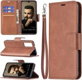 Voor vivo V21e 5G Retro Lamsvacht Textuur Pure Kleur Horizontale Flip PU Lederen Case met Houder & Kaartsleuven & Portemonnee & Lanyard (Bruin)