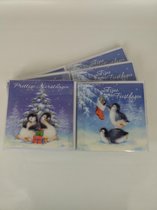 30 Luxe Kerstkaarten en nieuwjaarskaarten met envelop - 2 Motieven - enveloppen- Glitter -pinguïns - Fijne Feestdagen