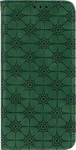 Samsung Galaxy A52 Book Case Hoesje met Patroon - Bloemenpatroon - PU Leer - Pasjeshouder - Samsung Galaxy A52 - Groen