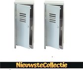 SALE - 2x lockerkast grijs - 32cm - set van 2 - metaal - metalen lockerkasten - lockers - kastjes - kasten - industrieel - woonkamer - slaapkamer - kantoor -Nieuwste Collectie