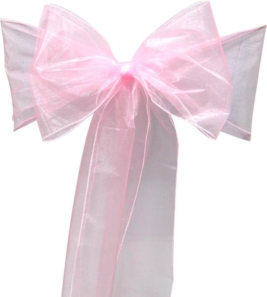 Pak met 2 lila strikken gemaakt van organza en satijn met een strass