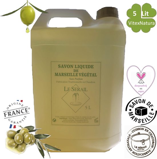 Savon Liquide Traditionnel de Marseille 5L | PAS DE PARFUM | SANS HUILE DE  PALME |... | bol.com