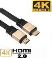 DrPhone Hi-Speed Flat - Platte HDMI naar HDMI Kabel HDMI 2.0 - 4K 60Hz - Vergulde Connectoren – 3 Meter - Audio Return + Video - 18GBPS – 30AWG – Geschikt Voor Smart TV / Qled / Ol