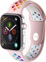 NC Silicone bandje voor de Apple Watch 42/44MM - Horloge Bandje - Polsband - Apple Watch 1/2/3/4/5/6/SE - Pink Rainbow