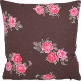 Hoyz | Kussen Winter Rose Bruin | 45 X 45 | Sierkussen Voor Woonkamer Of Slaapkamer