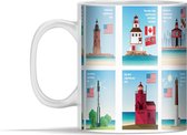 Mok - Illustratie van vuurtorens in Baltimore - 350 ml - Beker