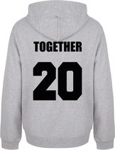 TOGETHER SINCE couple hoodies grijs (TOGETHER - maat XS) | Gepersonaliseerd met datum | Matching hoodies | Koppel hoodies