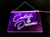 LED DISPLAY "COCKTAILS & DREAMS" | 20X30X0,4CM | HANGEND | 7 KLEUREN | INCL. AFSTANDSBEDIENING