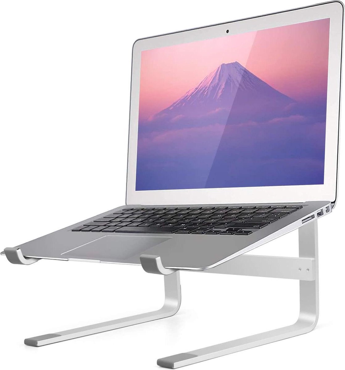 Universele LB-557 Laptopstandaard 10-17 inch - Verstelbare Geschikt Voor: alle Laptop / MacBook Air Pro - Bureau houder - Tafel Standaard Steun - Zilver