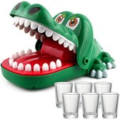 Dayshake Grotere Krokodil Spel + 6 shotglaasjes - Bijtende Krokodillen Tandenspel - Kiespijn Krokodil Drankspel