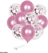 GBG 20 stuks Roze Ballonnen met Lint – Decoratie – Feestversiering - Papieren Confetti – Pink - Pink Latex - Verjaardag - Bruiloft - Feest