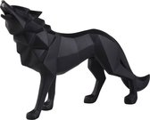 BaykaDecor - Uniek Origami Totem Zwarte Wolf Beeld - Woondecoratie - Totem Ornament - Dieren Kunst - Geometrisch - Zwart - 32 cm