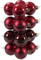 16x stuks kerstversiering kerstballen rood/donkerrood van glas - 8 cm - mat/glans - Kerstboomversiering/kerstversiering