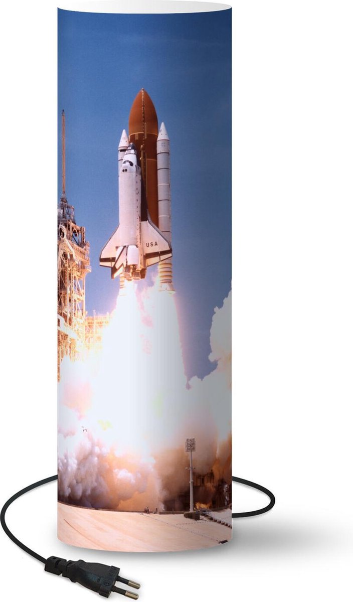 Lamp - Nachtlampje - Tafellamp slaapkamer - Het opstijgen van een spaceshuttle - 50 cm hoog - Ø15.9 cm - Inclusief LED lamp