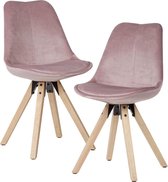 Pippa Design set van 2 eetkamerstoelen - roze fluweel