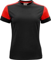 Printer Prime T-Shirt Dames Zwart/Rood - Maat XS