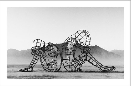 Walljar - Burning Man - Muurdecoratie - Acrylglas schilderij - 40 x 60 cm