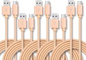 5 STKS USB naar USB-C / Type-C nylon gevlochten oplaadkabel voor gegevensoverdracht, kabellengte: 2 m (goud)