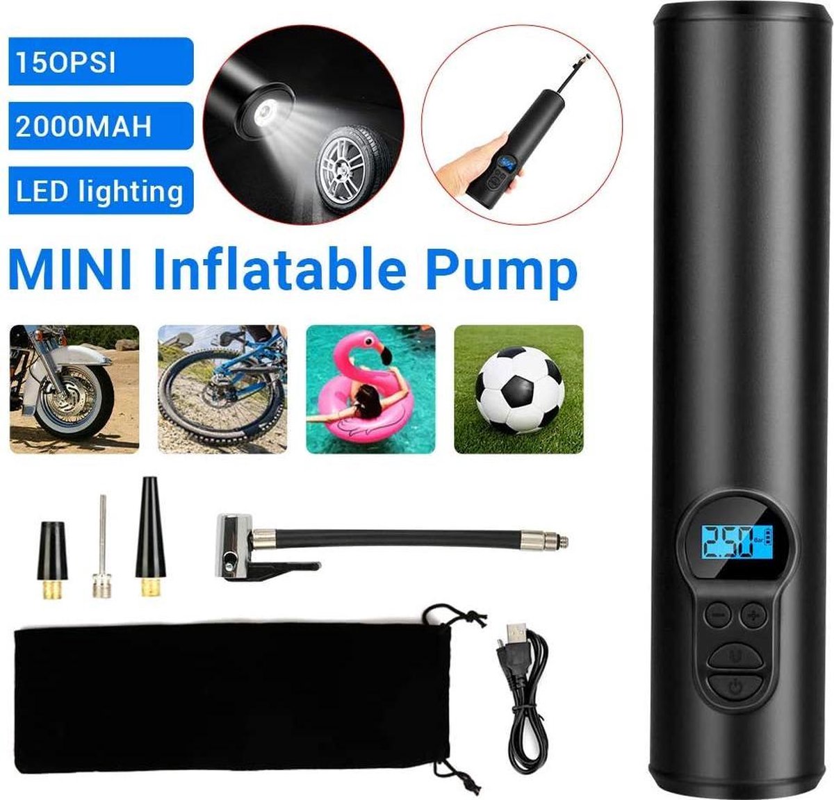 Mini pompes à vélo Portable pneu pompe à air pour voyage cyclisme en