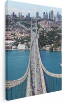 Artaza Canvas Schilderij Istanbul Bosporus Brug Vanaf Boven - 30x40 - Klein - Foto Op Canvas - Canvas Print