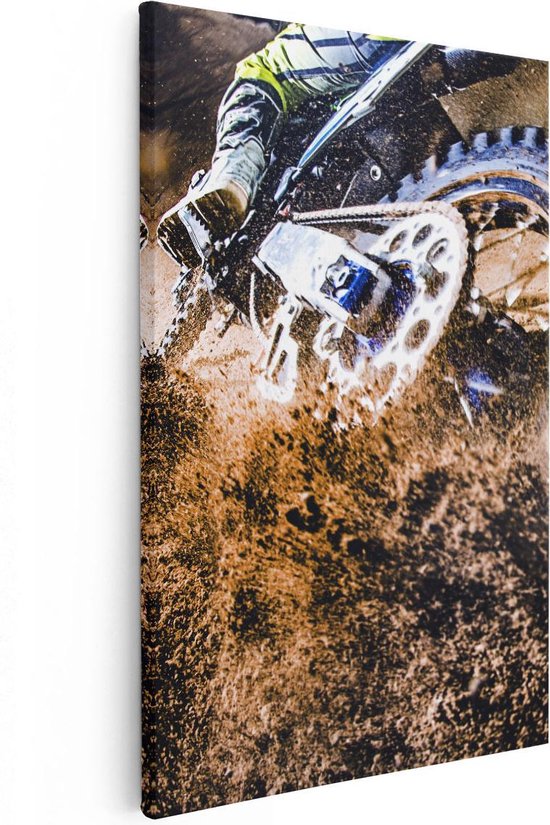 Artaza Canvas Schilderij Motorcross Wiel Met Modder - 20x30 - Klein - Foto Op Canvas - Canvas Print