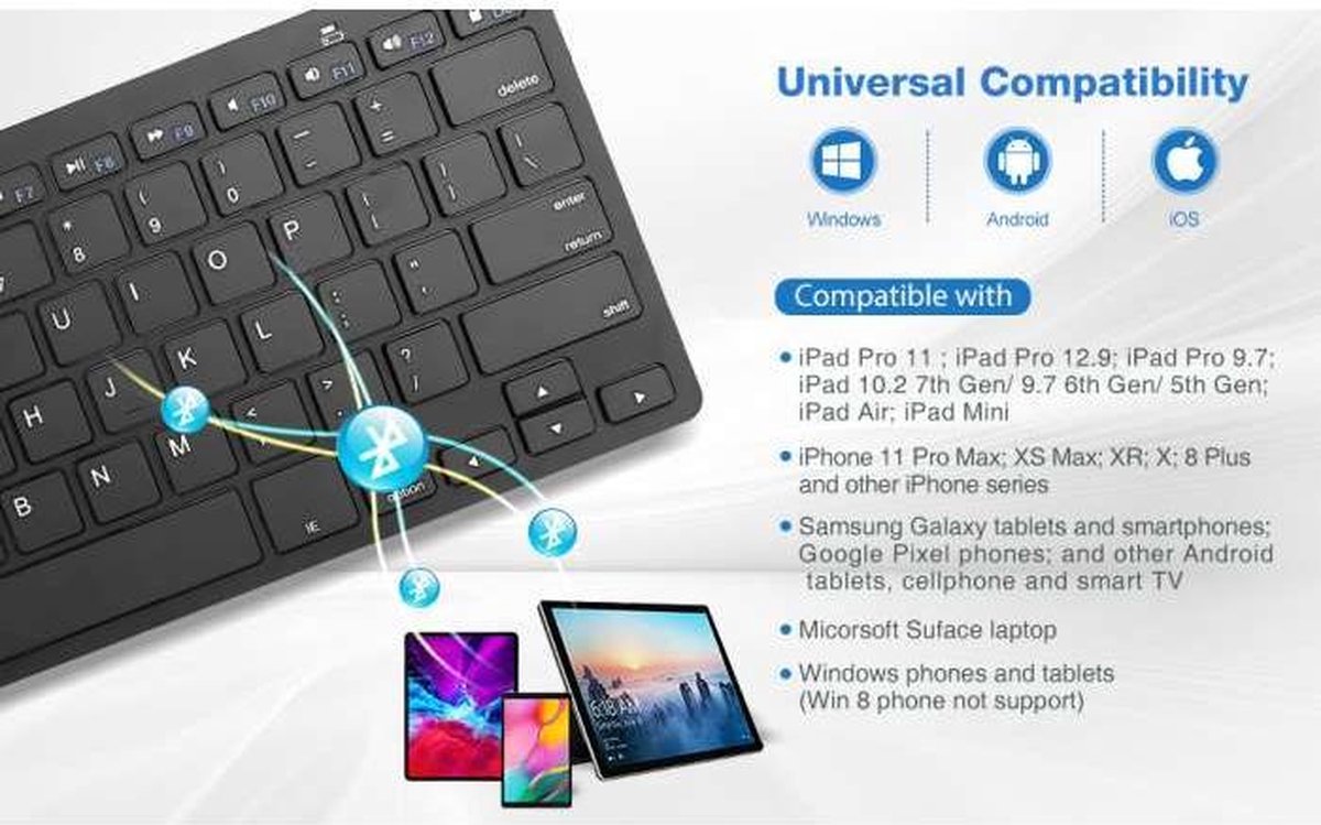 Clavier pliable sans fil - Clavier mobile pliable,Clavier pliable ultra fin  portable pour la plupart des tablettes, ordinateurs portables et