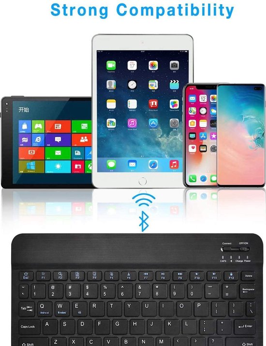 Mini Bluetooth QWERTY toetsenbord draadloos oplaadbaar - Keyboard ondersteuning voor Android IOS Windows voor Telefoon / tablet / iPad / Samsung Galaxy tab / Laptop / Computer - zwart - Opline