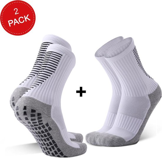 MyStand® Gripsokken Voetbal Unisex duo pack - Wit + Wit (2 paar) - One Size