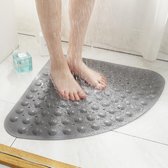 Tapis de douche en forme d'éventail TDR - Tapis antidérapant de salle de bain à ventouse en PVC - gris 70*70