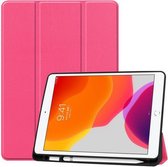 Tablet hoes voor iPad 2021 Hoes met Apple Pencil Houder & Auto Sleep/Wake functie - Tri-Fold book Case - 10.2 inch - Magenta