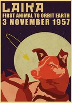 Soviet Space Dogs Laika USSR Vintage Poster 42x30cm